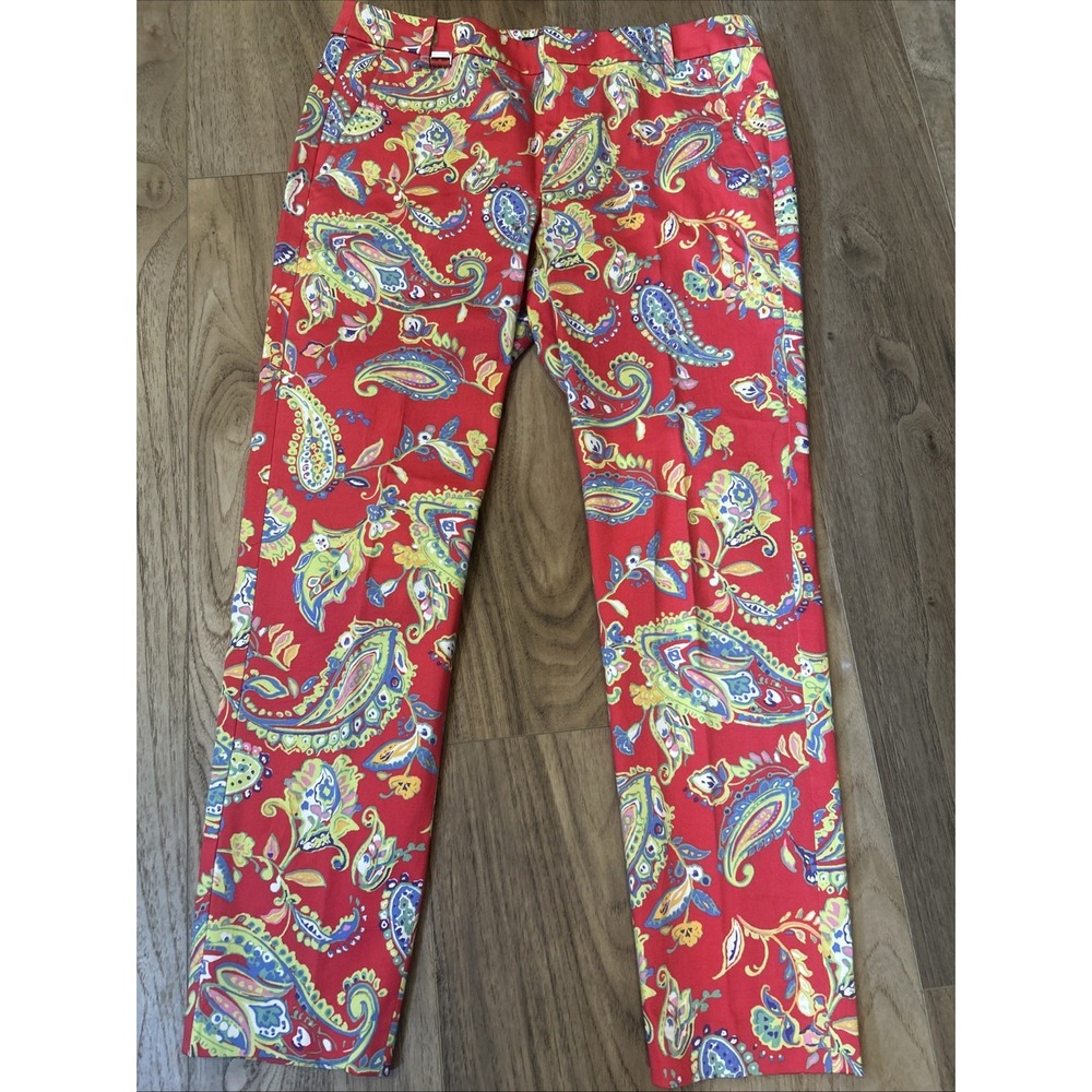 Women's RALPH LAUREN Pants Size 8 Multicolored Paisley slim leg‎ 32x28"